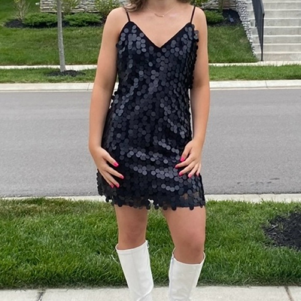 Boohoo Black Sequin Sheath Mini Dress